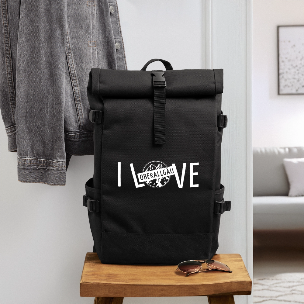 Rolltop Rucksack | I LOVE - Schwarz
