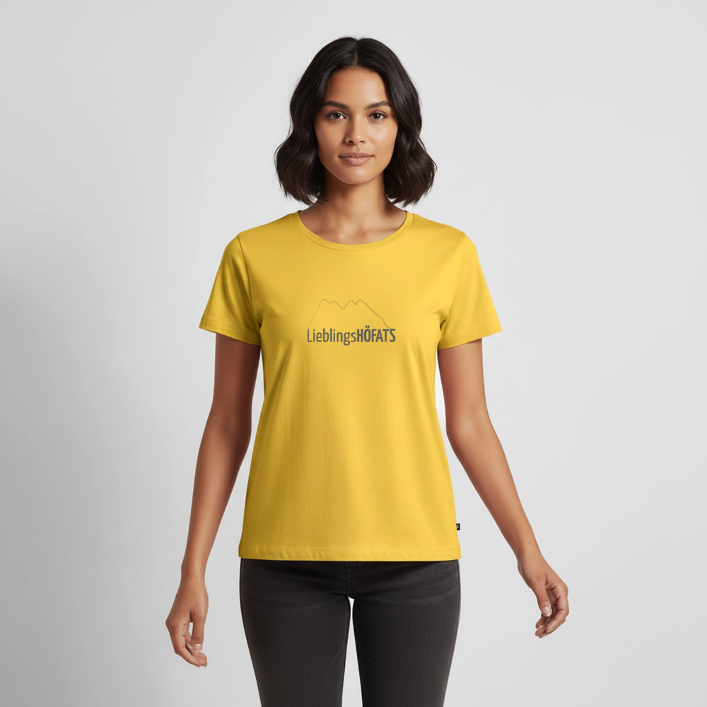 Frauen Premium T-Shirt | LieblingsHÖFATS - Sonnengelb