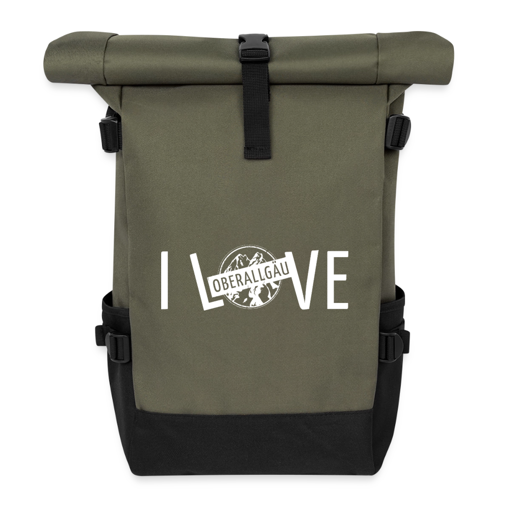 Rolltop Rucksack | I LOVE - Olive/Schwarz