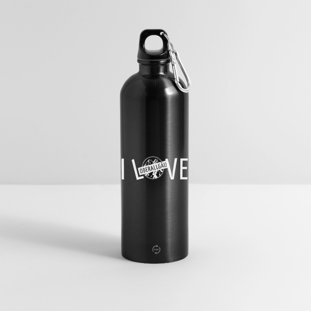 Trinkflasche mit Karabiner 750 ml | I LOVE - Schwarz