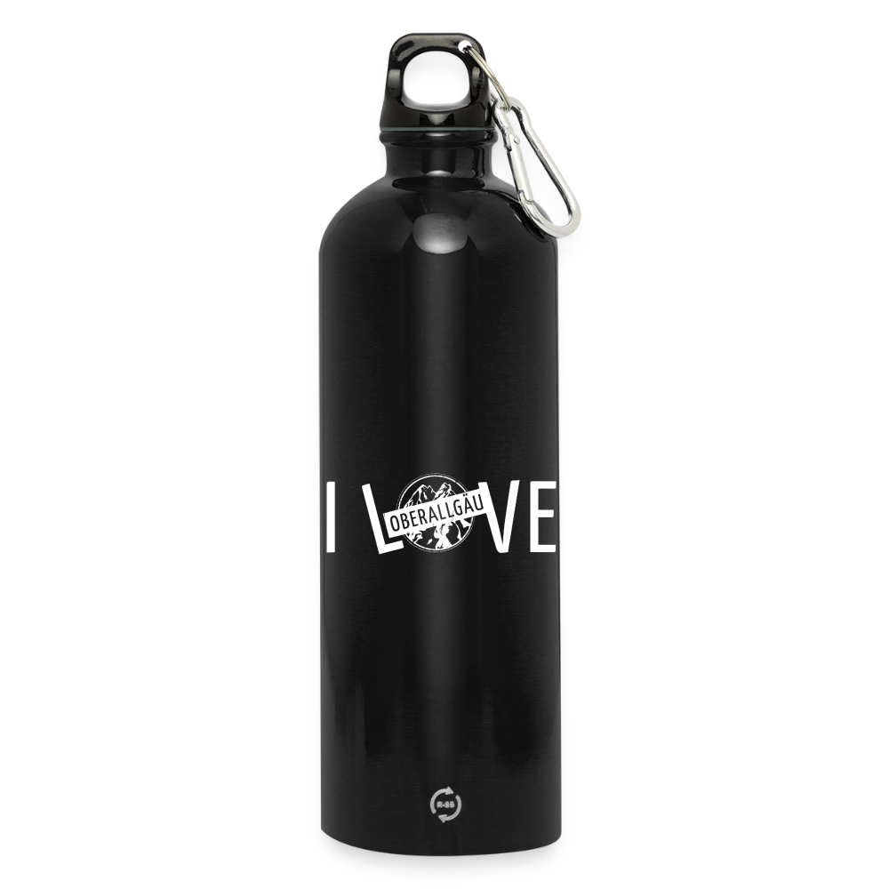 Trinkflasche mit Karabiner 750 ml | I LOVE - Schwarz