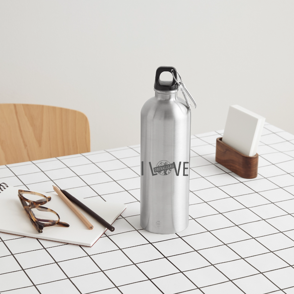 Trinkflasche mit Karabiner 750 ml | I LOVE - Lightsilver