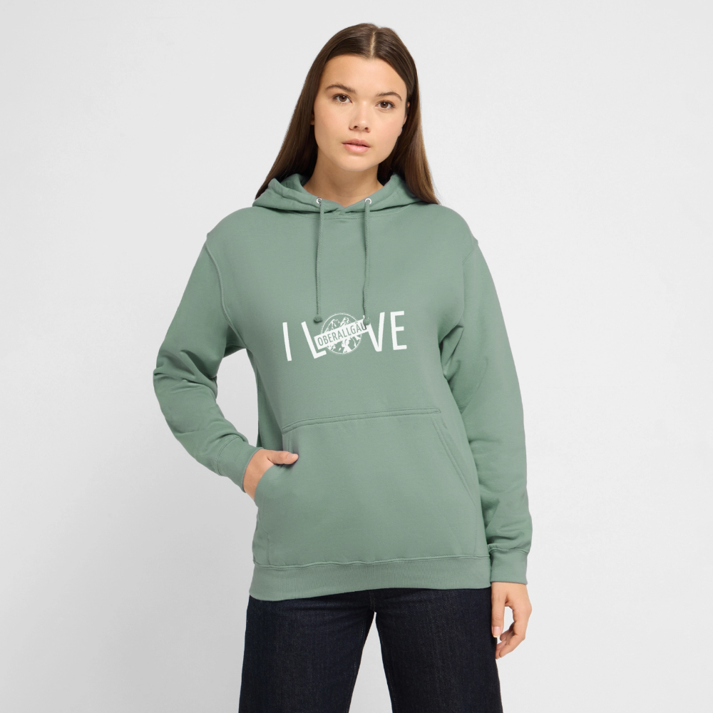 Unisex Hoodie | I LOVE - Graugrün