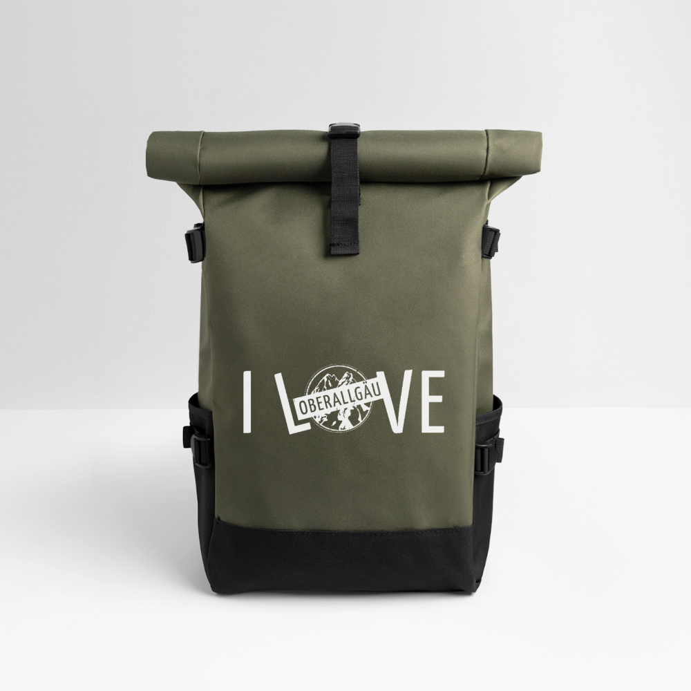 Rolltop Rucksack | I LOVE - Olive/Schwarz