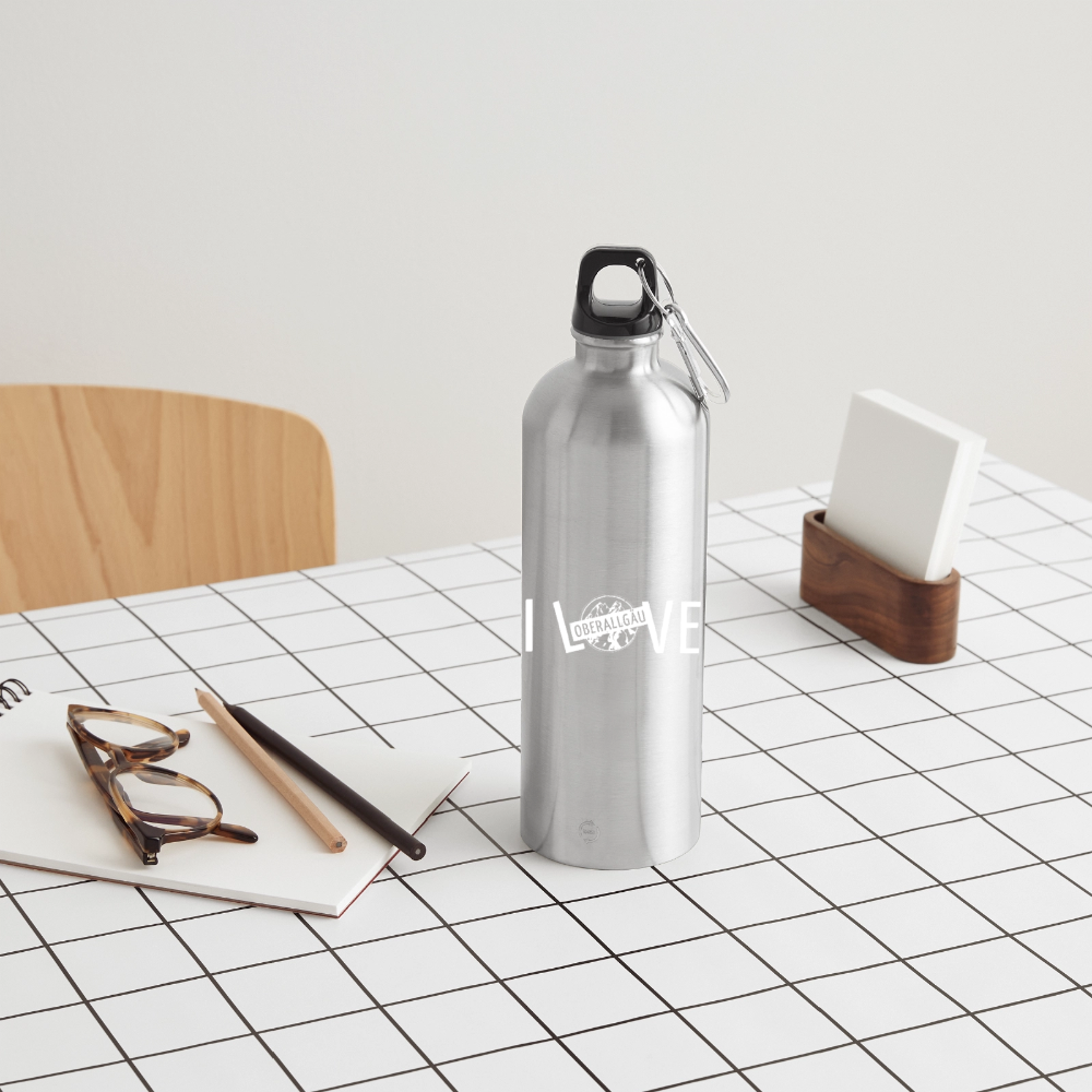 Trinkflasche mit Karabiner 750 ml | I LOVE - Lightsilver